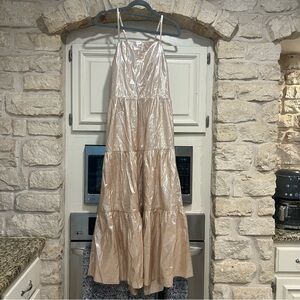 Shimmering Gold GAP Maxi Dress with Pockets & Adjustable Straps